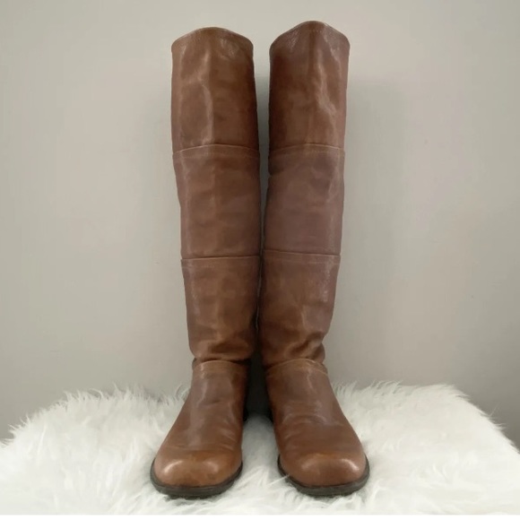 Stuart Weitzman Brown Leather Tall Knee High Riding Flat Boots Women's US Size 6 - Picture 2 of 15